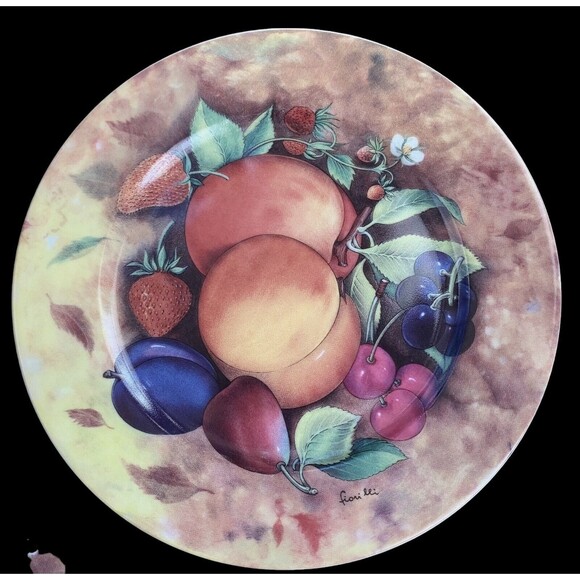 Fruit Plates St. Limoges 7.5” Fruit Pattern, 4 dessert bread Signed Fiorilli - Picture 3 of 14
